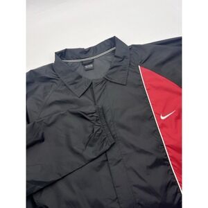 Nike Jacket Men's XXL Black Nike VTG 90s Windbreaker Red/Black Full Zip Swoosh